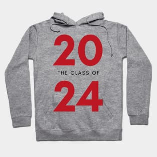 Class Of 2024. Simple Typography 2024 Design for Class Of/ Senior/ Graduation. Red Hoodie